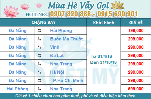 khuyen mai vietnam airline cho hanh trinh bay tu da nang