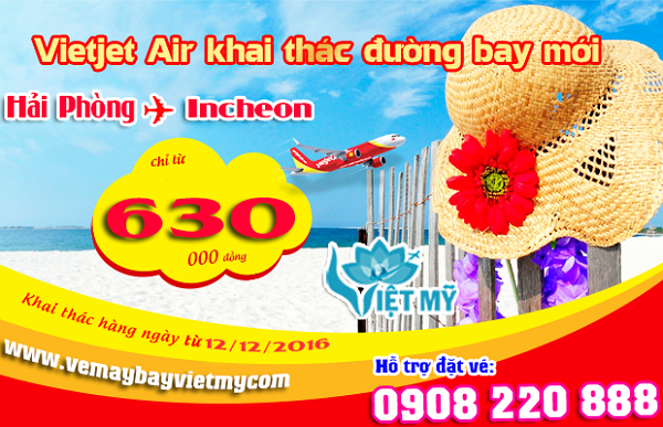 Vietjet Air mở đường bay mới Hải Phòng - Incheon với giá chỉ từ 630.000 VND