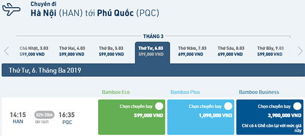 Bamboo Airways Khai thác đường bay Phú Quốc giá rẻ