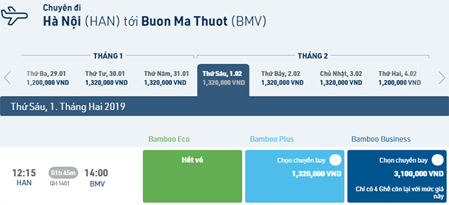Vé máy bay Tết Bamboo Airways đi Buôn Mê Thuột
