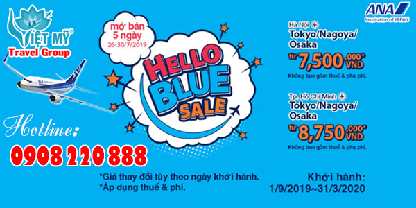 Ana Nippon Aways tung khuyến mãi Hello Blue Sale