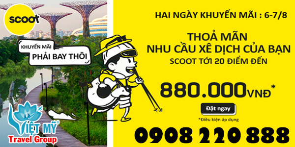 Scoot khuyến mãi vé đi Singapore giá chỉ từ 880K