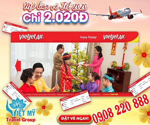 Vé Tết 2020 siêu rẻ chỉ từ 2.020 đồng của Vietjet Air