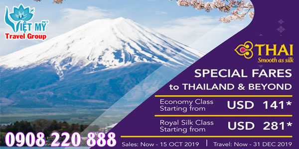 Thai Airways khuyến mãi đặc biệt chỉ từ 141USD