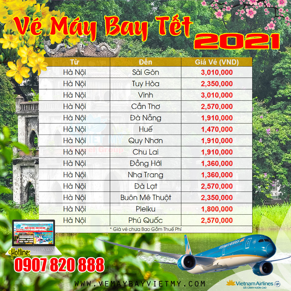 vé Tết bay từ Hà Nội 2021 hãng Vietnam Airlines