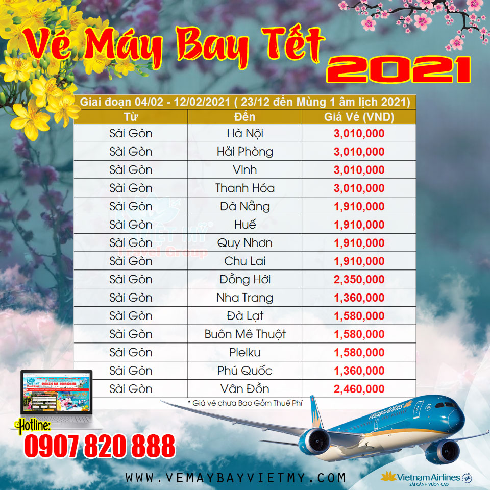 vé Tết bay từ Sài Gòn 2021 hãng Vietnam Airlines