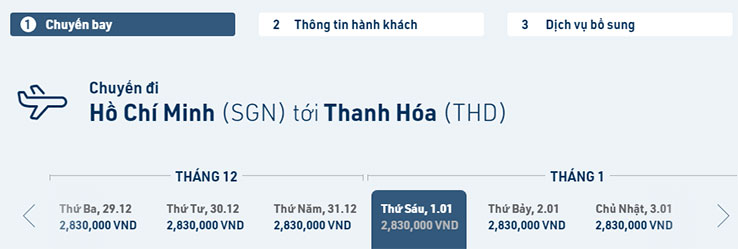 Giá vé máy bay Tết TPHCM đi Thanh Hóa