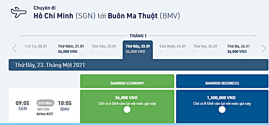 Hành trình giá vé máy bay Tết Sài Gòn đi Buôn Mê Thuột