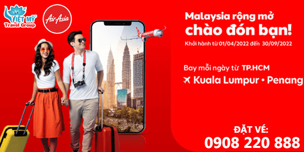 AirAsia khuyến mãi vé máy bay giữa Việt Nam - Malaysia