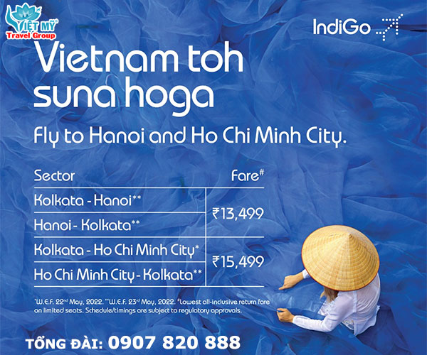 Indigo khuyến mãi vé máy bay đi/đến Việt Nam
