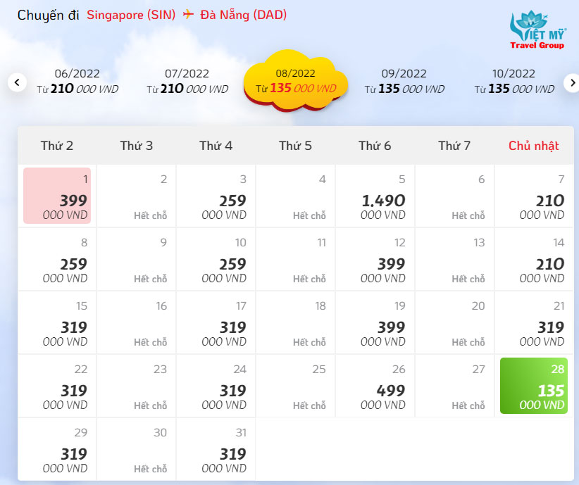Vé rẻ nhất hãng Vietjet Air từ Singapore đi Đà Nẵng