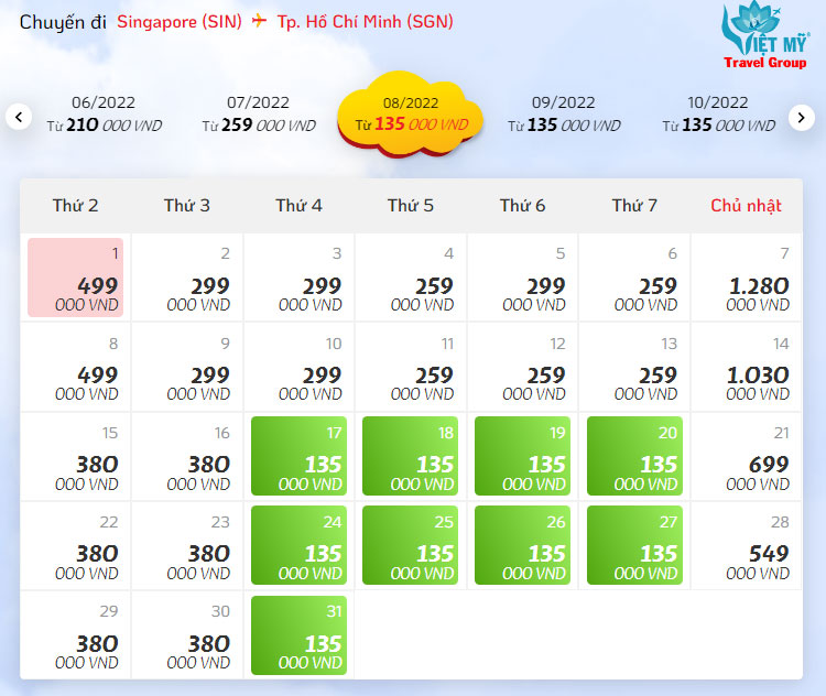 Vé rẻ nhất hãng Vietjet Air từ Singapore đi TPHCM