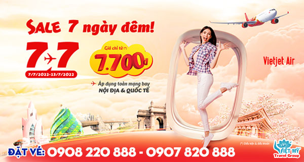 Vietjet Air ưu đãi ngày 7/7 giá vé chỉ từ 7.700 VND