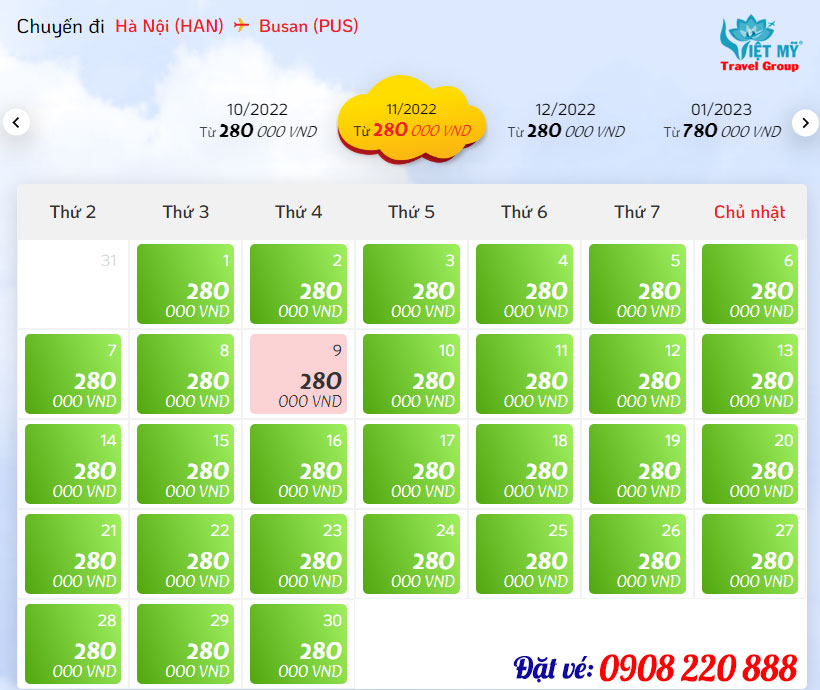 Giá vé máy bay Vietjet từ Nội Bài đi Gimhae