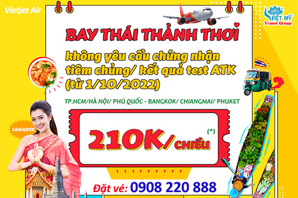 Vietjet ưu đãi bay thẳng Thái Lan chỉ từ 210K