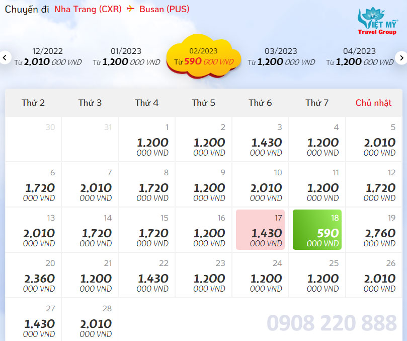 Giá vé máy bay Vietjet Air giá rẻ từ Nha Trang đi Busan