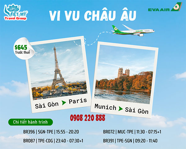 EVA Air ưu đãi vé máy bay đi Châu Âu
