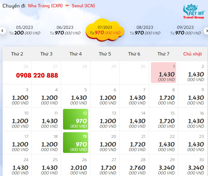 Giá vé máy bay Vietjet Air giá rẻ từ Nha Trang đi Seoul