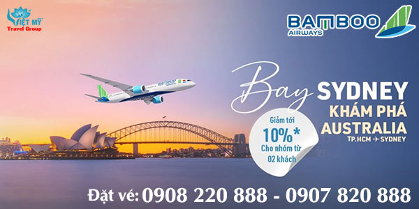 Bamboo giảm 10% giá vé máy bay nhóm đi Sydney