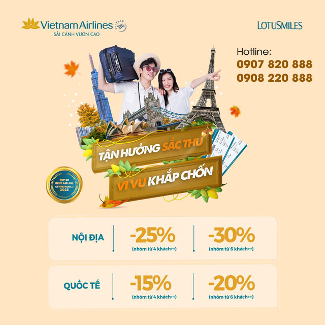 Chào Thu 2023 nhận ưu đãi đến 30% từ Vietnam Airlines