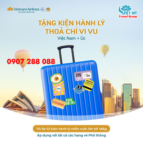 Vietnam Airlines tặng 1 kiện hành lý miễn phí đi Úc