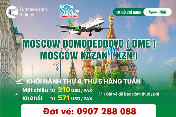 Turkmenistan Airlines ưu đãi vé máy bay đi Nga