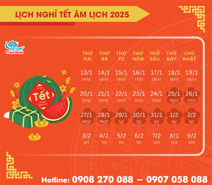 Bamboo Airways mở bán vé máy bay Tết 2025 2 Lịch nghỉ tết Âm lịch 2025