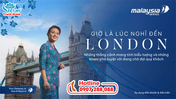 Malaysia Airlines ưu đãi vé máy bay đi London