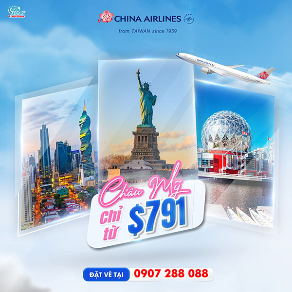 China Airlines ưu đãi vé máy bay từ Đà Nẵng 4 Đặt vé máy bay ưu đãi từ Đà Nẵng đi Mỹ của China Airlines