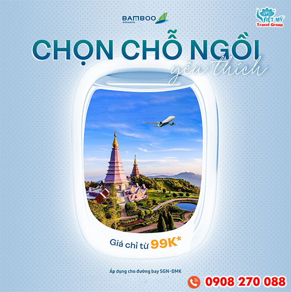 Bamnboo ưu đãi chọn chỗ ngồi yêu thích đi Bangkok