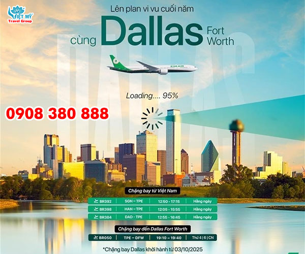 Eva Air tăng tần suất bay đến Dallas