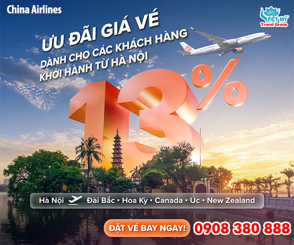 China Airlines giảm 13% giá vé bay từ Hà Nội