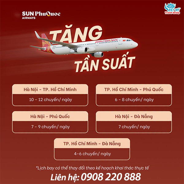 Sun PhuQuoc Airways tăng tần suất nội địa
