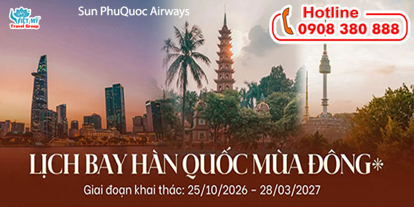 Lịch bay Hàn Quốc mùa đông của Sun PhuQuoc Airways