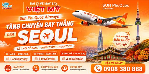 Sun PhuQuoc Airways tăng chuyến bay thẳng đến Seoul