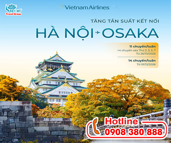 Vietnam Airlines tăng tần suất bay Hà Nội – Osaka