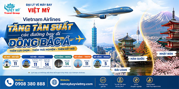 Vietnam Airlines tăng tần suất các đường bay đi Đông Bắc Á