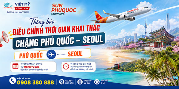 Sun PhuQuoc Airways điều chỉnh thời gian khai thác chặng Phú Quốc – Seoul