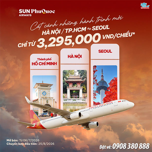 Sun PhuQuoc Airways mở bán đường bay thẳng đi Incheon