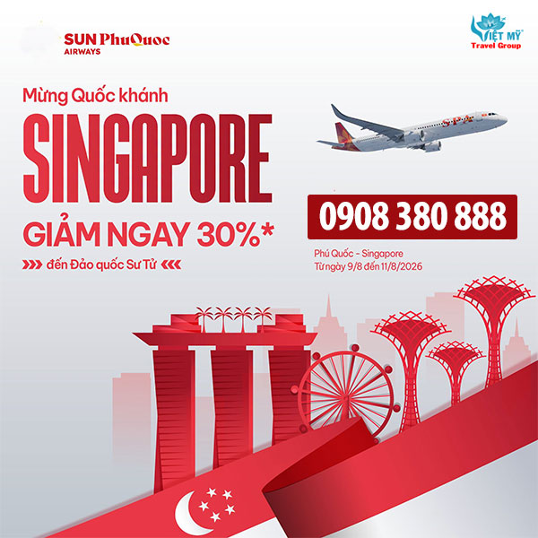Sun PhuQuoc Airways﻿ ưu đãi vé mừng Quốc khánh Singapore