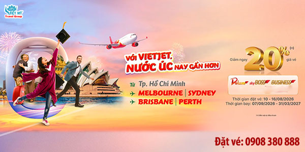 Vietjet﻿ giảm 20% giá vé hạng Thương gia đi Úc