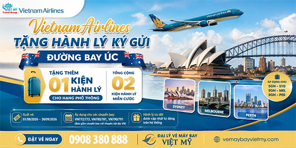 Vietnam Airlines tặng hành lý ký gửi đường bay Úc