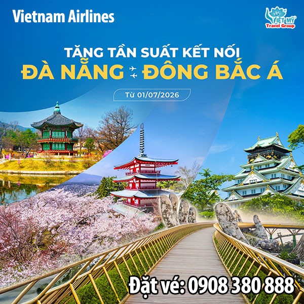 Vietnam Airlines tăng tần suất bay thẳng Đà Nẵng – Đông Bắc Á