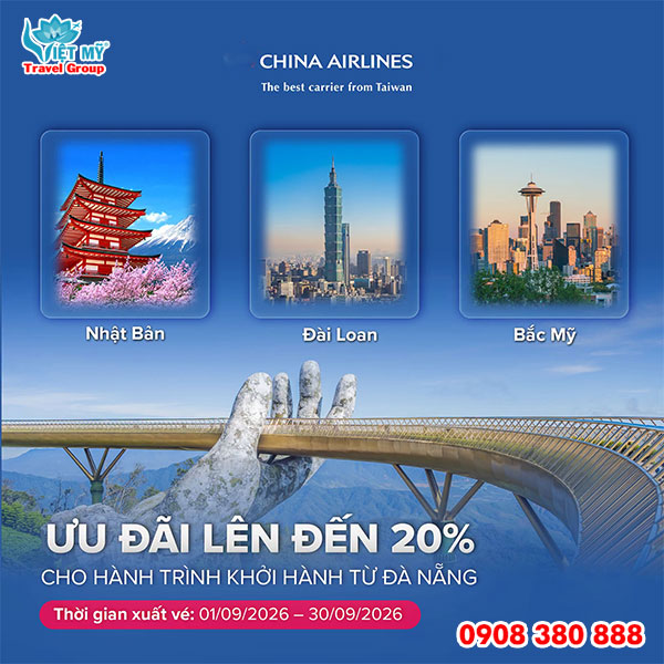 China Airlines giảm đến 20% giá vé từ Đà Nẵng