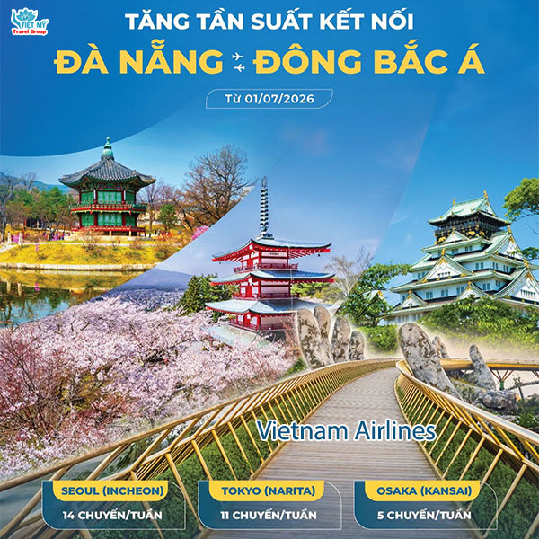 Vietnam Airlines tăng tần suất bay Đà Nẵng - Đông Bắc Á