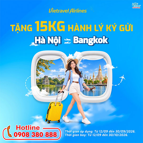 Vietravel Airlines miễn phí hành lý đi Bangkok