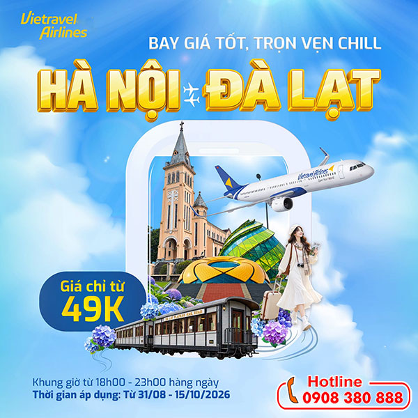 Vietravel Airlines ưu đãi vé máy bay đi Đà Lạt