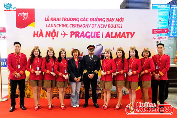 Vietjet khai trương đường bay mới Hà Nội - Almaty/Praha 2 Đặt vé máy bay Vietjet đi Almaty và Praha tại Việt Mỹ
