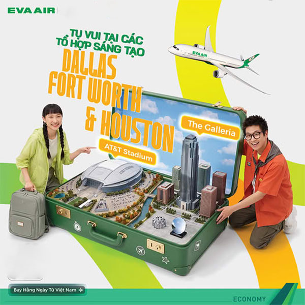 Lịch bay đi Dallas/Houston của EVA Airways