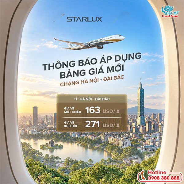 STARLUX Airlines﻿ thông báo lịch bay mới đi Đài Bắc
